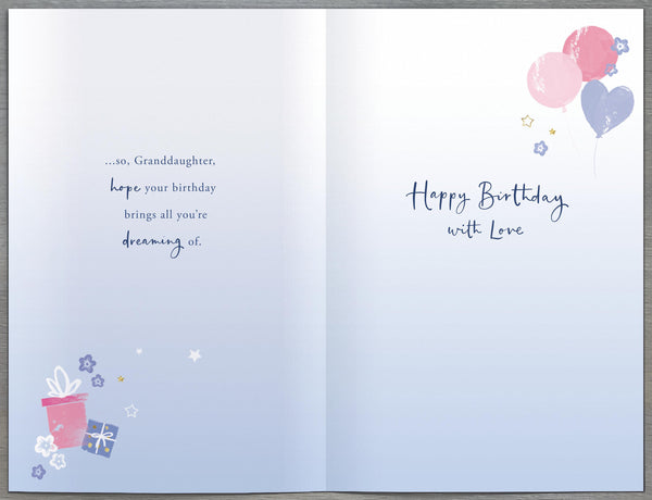 Granddaughter birthday card - Sentimental verse
