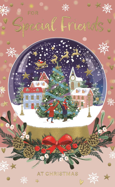 Special friends Christmas card - Christmas snow globe