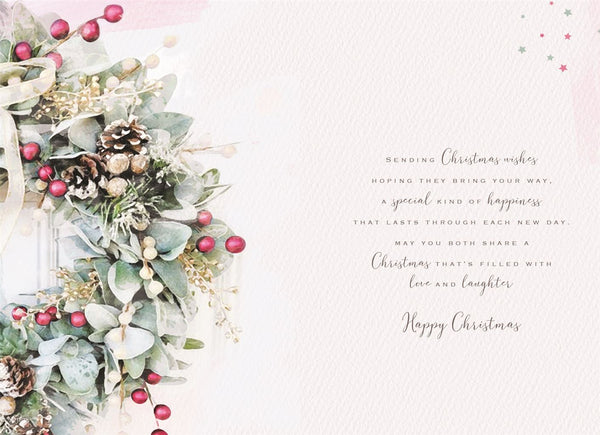 Daughter and Partner Christmas card- Xmas wreath