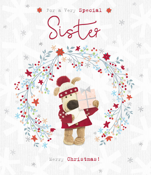 Sister Christmas card - cute Boofle