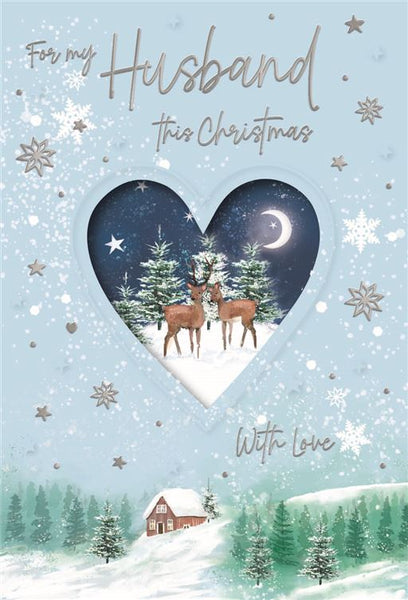 Husband Christmas card- festive reindeers
