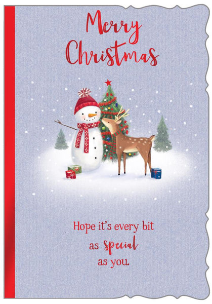 General Christmas card - cute reindeer and snowman