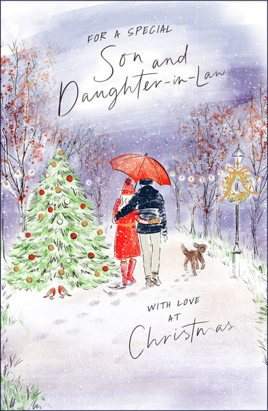 Son and Daughter in law Christmas card - Winter walk