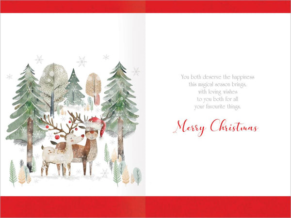 Nephew and Partner Christmas card - cute Xmas reindeers