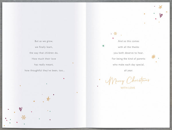 Luxury Mum and Dad Christmas card- sentimental verse