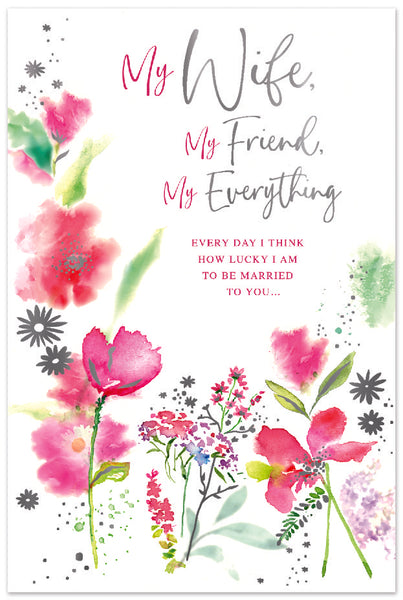 Wife birthday card - pretty flowers