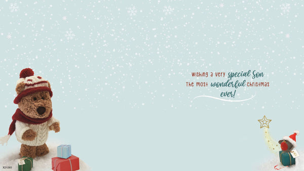 Son Christmas card- cute Xmas bear