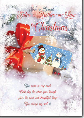 Sister and Brother-in-law Christmas card- sentimental verse
