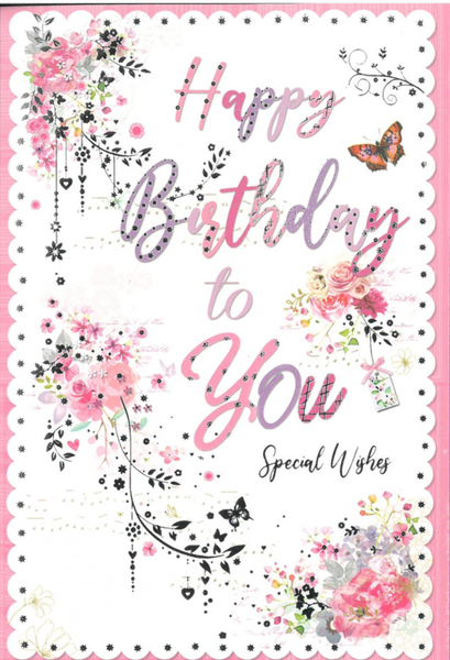 Birthday card for her - traditional flowers