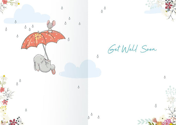 Get well card- cute rabbit and mouse - under the weather