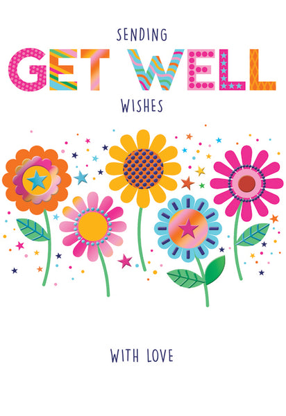 Get well card- colourful flowers