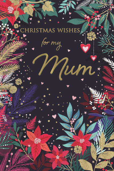 Mum Christmas card- festive flowers