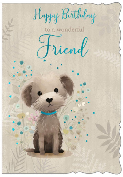 Friend birthday card - cute puppy