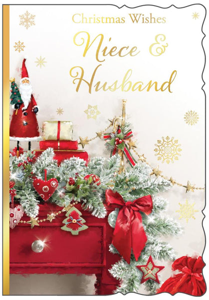 Niece and Husband Christmas card- Xmas flowers