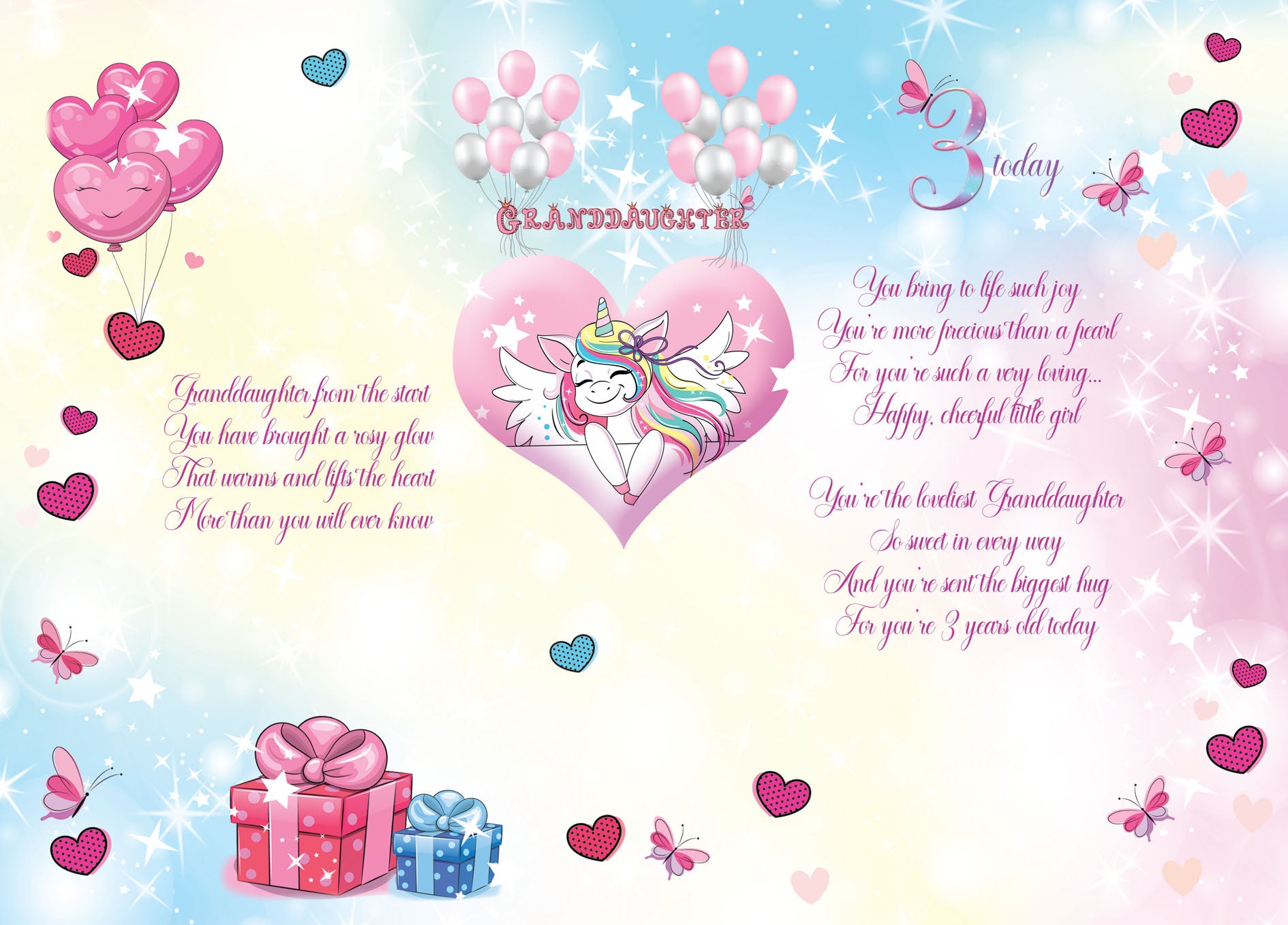 Granddaughter 3rd birthday card – Cards Through The