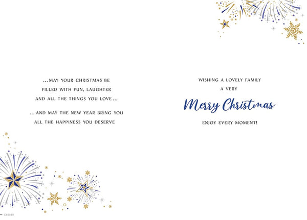 To All the family Christmas card- glittery sparkles
