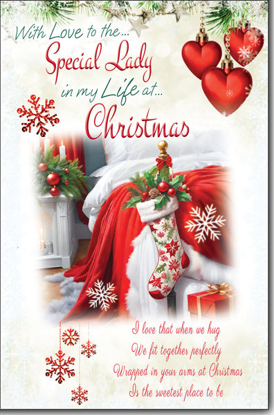 Lady in my life Christmas card - sentimental verse - Large card