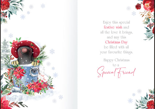 Friend Christmas card- cute mole