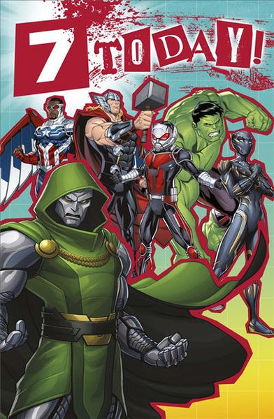 Marvel Avengers 7th birthday card