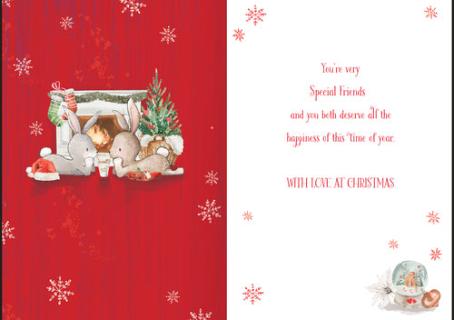Special friends Christmas card - cute rabbits
