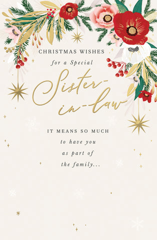 Sister-in-law Christmas card - Christmas flowers