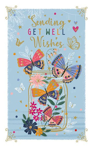 Get well card- flowers and butterflies