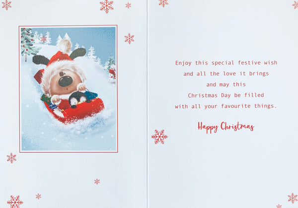 Great Grandson Christmas card - dog sledge