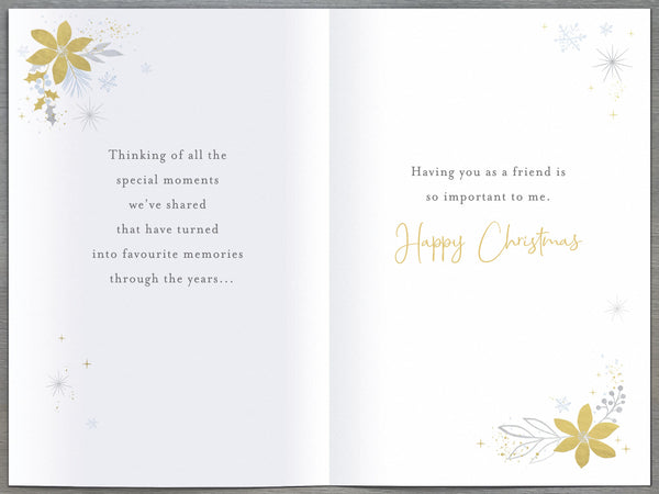 Friend Christmas card- star and flowers