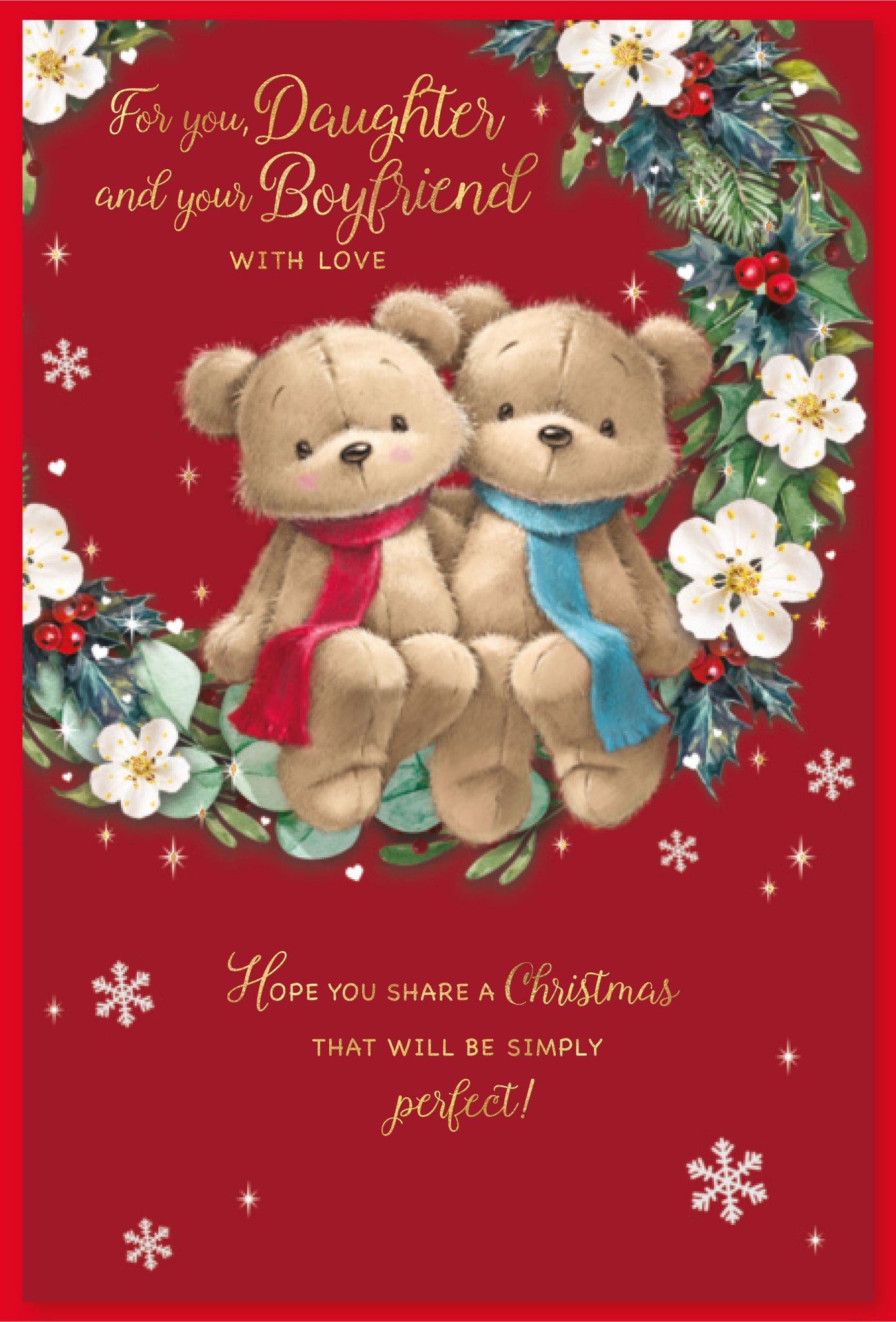 Daughter and boyfriend Christmas card - cute bears