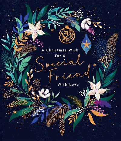Friend Christmas card- baubles and flowers