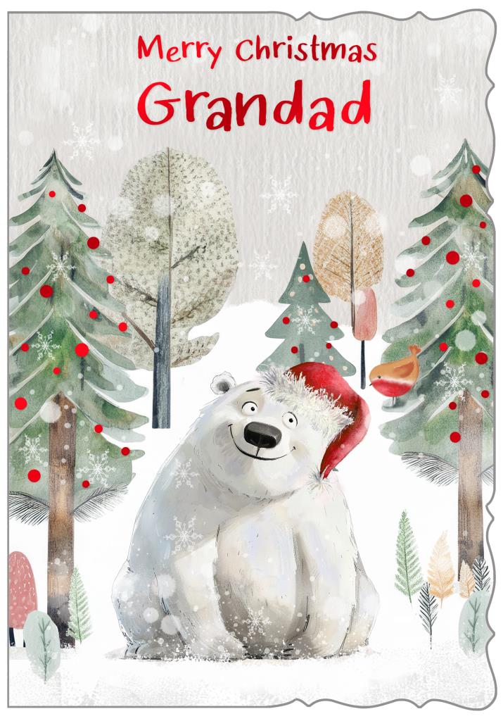 Grandad Christmas card - cute polar bear