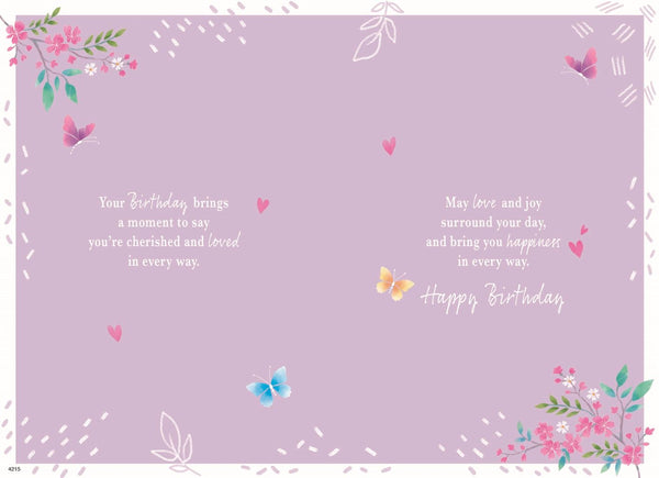 Granddaughter birthday card- beautiful flowers and sentimental verse