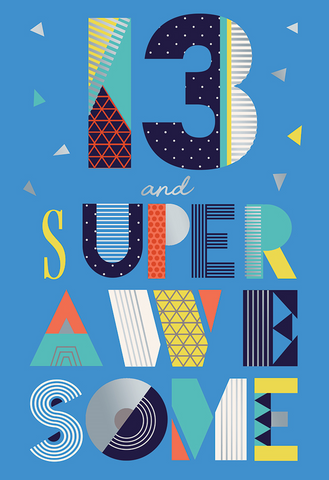 13th birthday card- modern text