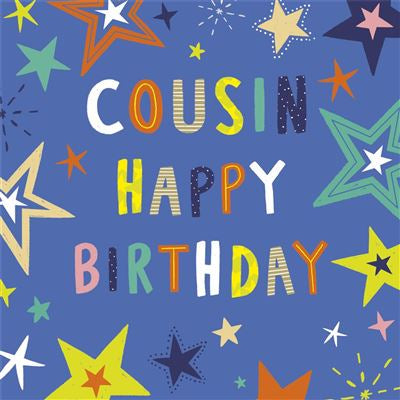 Cousin birthday card - shiny stars