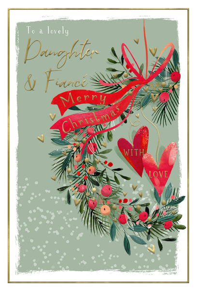Daughter and fiancé Christmas card -mistletoe