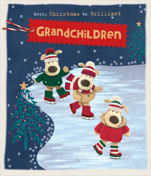 To Grandchildren Christmas card - cute Boofle
