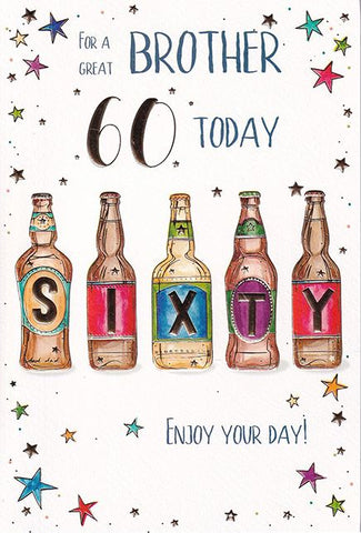 Brother 60th birthday card - birthday beers