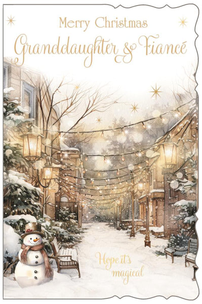 Granddaughter and Fiancé Christmas card - winter town