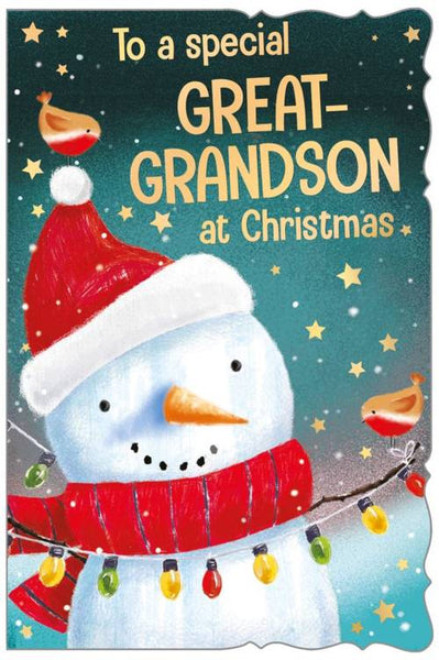 Great Grandson Christmas card - snowman
