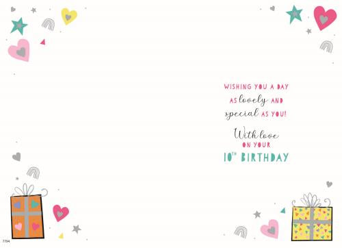 Daughter 10th birthday card - rainbow gifts