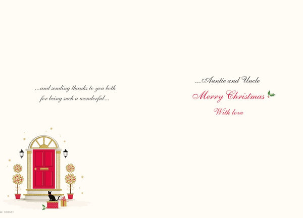 Auntie and Uncle Christmas card - Xmas door