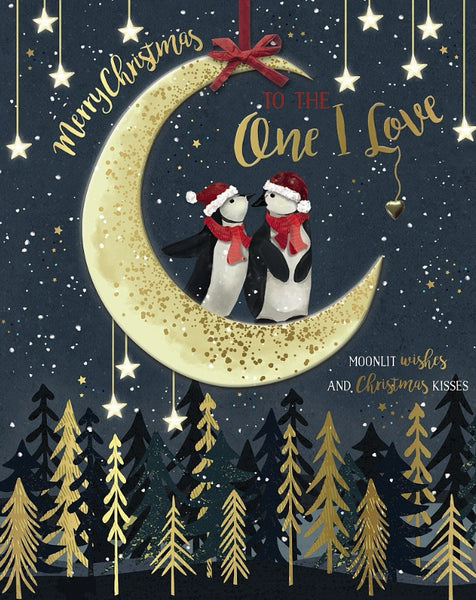 One I love Christmas boxed card - cute penguins