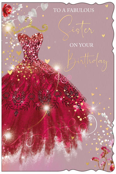 Sister birthday card- party dress
