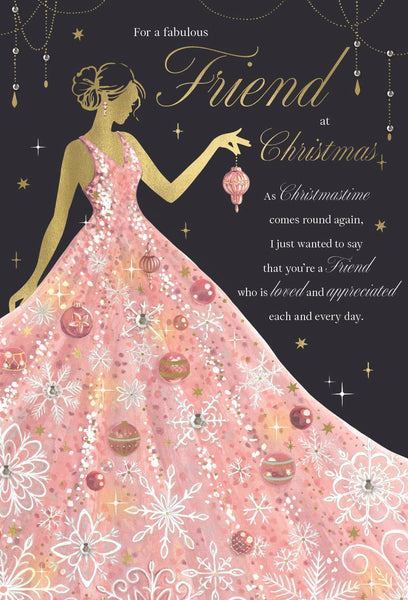 Fabulous friend Christmas card - Christmas dress