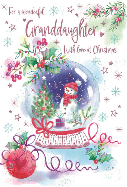 Granddaughter Christmas card- Christmas snow globe