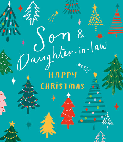 Son and Daughter in law Christmas card - Xmas trees