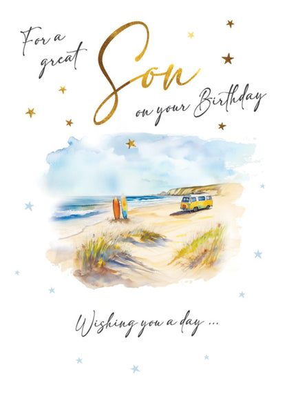 Son birthday card - beach