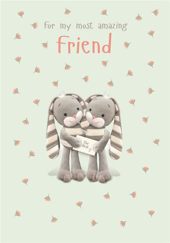 Friend birthday card- cute rabbits