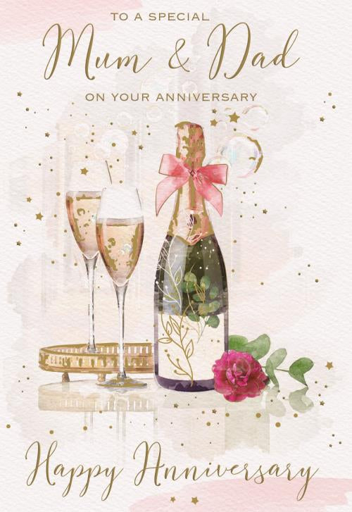 Mum and Dad anniversary card - champagne