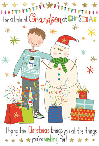 Grandson Christmas card- cute and colourful